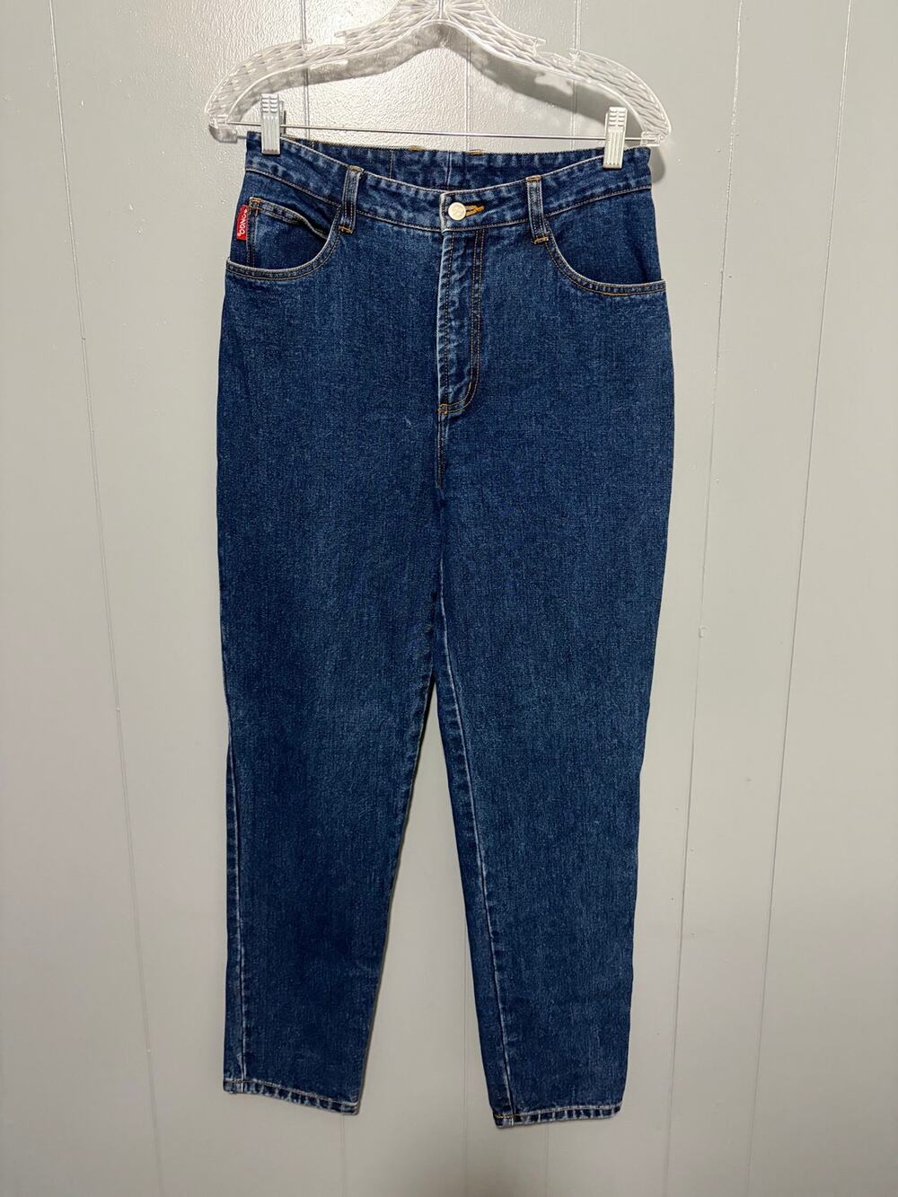 Vintage Bongo Y2K 90s Dark Wash Blue Cotton Straight Leg High Rise Jeans 9
